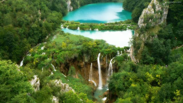 natural landscape with waterfall